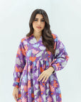 Violet Daisy Bloom Linen Blend Dress Floral Print Detail