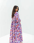 Violet Daisy Bloom Linen Blend Dress Linen Blend Fabric and Print Detail