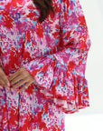 Vivid Watercolor Silk Jalabiya watercolor floral silk fabric detail
