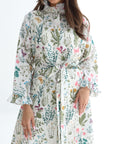 Wildflower Botanical Linen Blend Dress botanical print close up