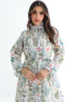 Wildflower Botanical Linen Blend Dress belted silhouette